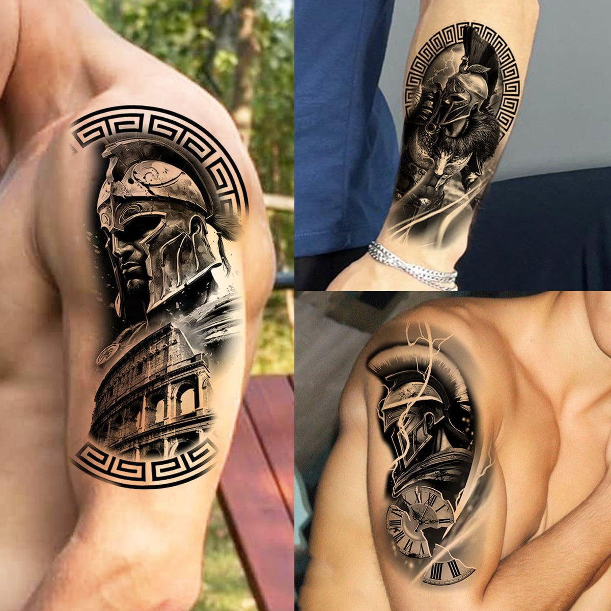 COKTAK Gladiator Warrior Temporary Tattoos detailed view of designs