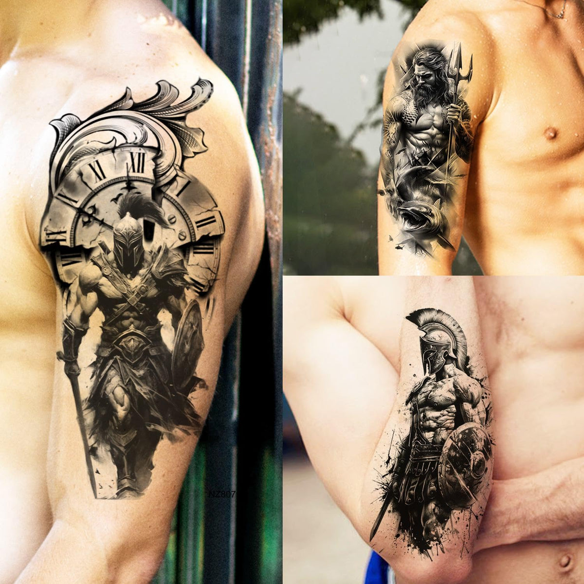 COKTAK Gladiator Warrior Temporary Tattoos in Halloween costume setting
