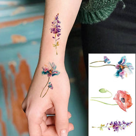 COKTAK Lavender Flower Temporary Tattoos applied on arm