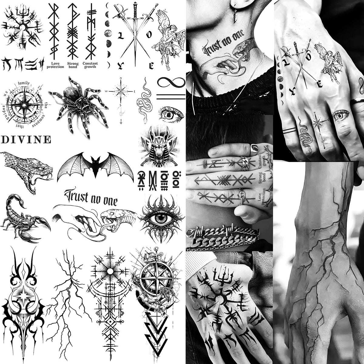 COKTAK temporary tattoos displayed on a table