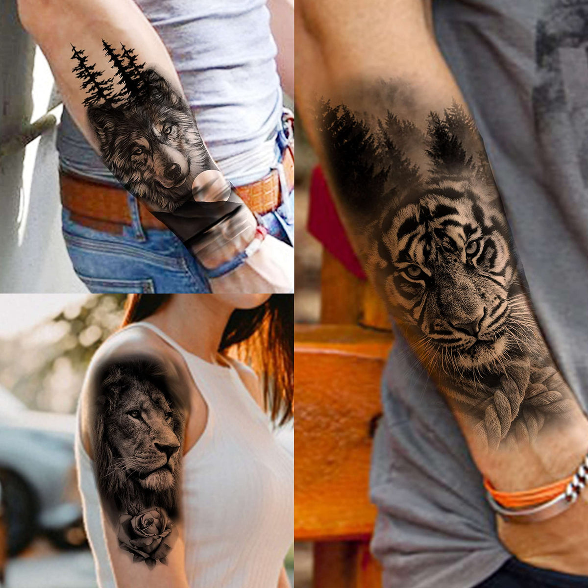 COKTAK temporary tattoos featuring lion and tiger designs