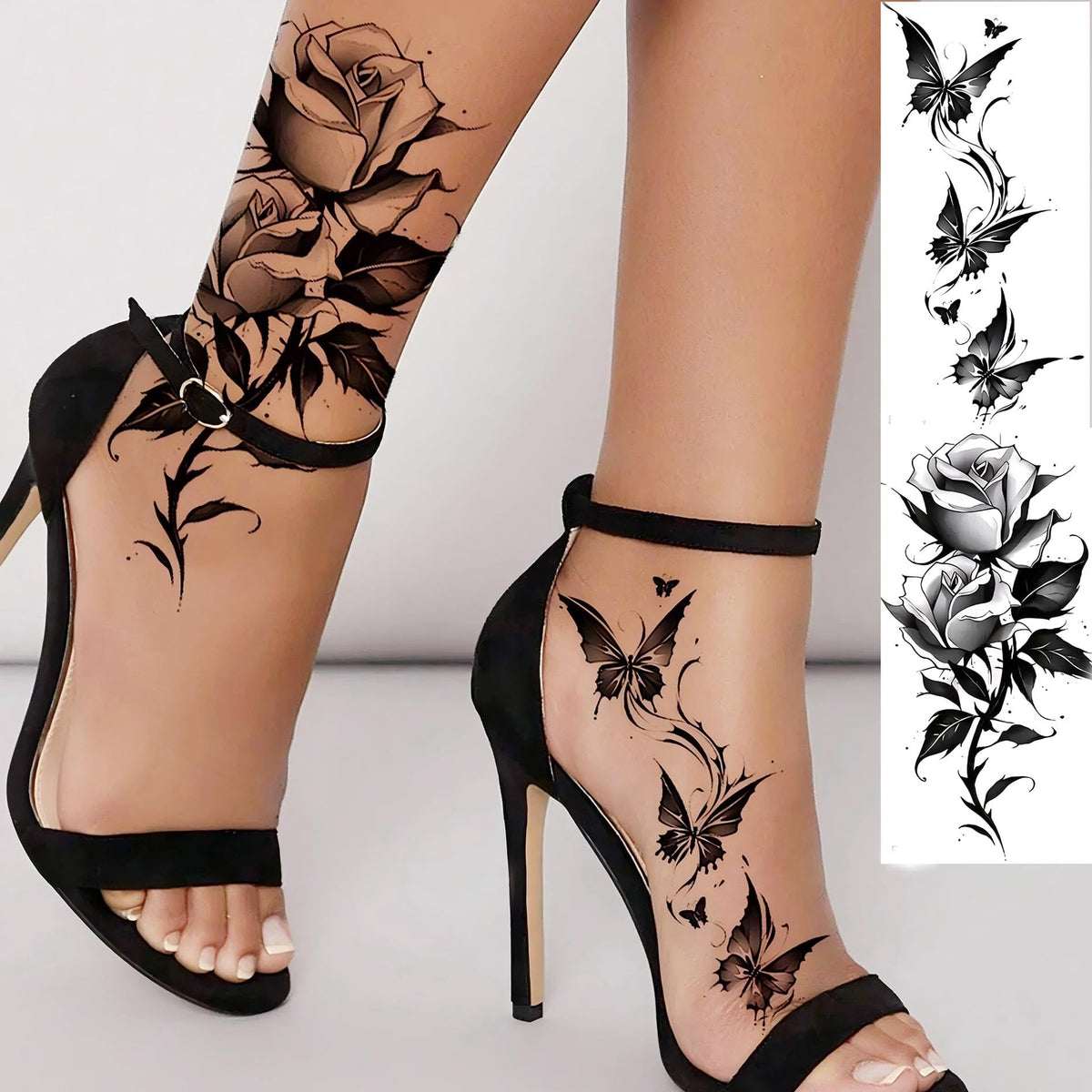 COKTAK temporary tattoos featuring realistic butterfly and floral designs