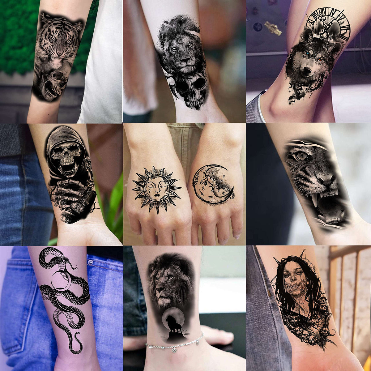 COKTAK temporary tattoos in packaging showcasing different styles