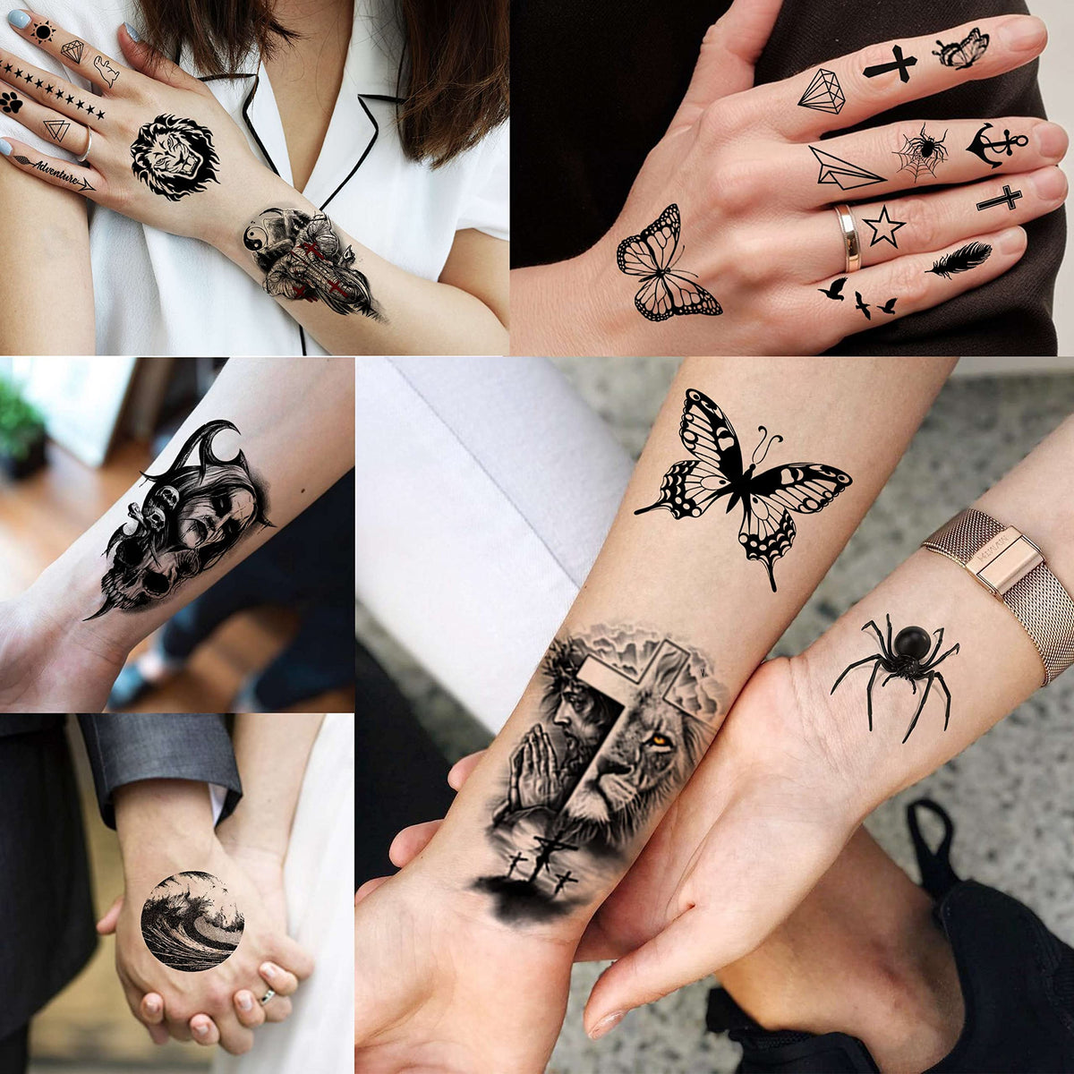COKTAK temporary tattoos with various designs laid out
