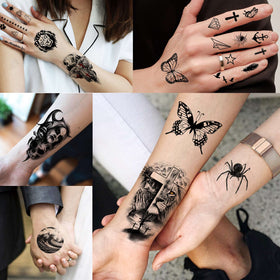 COKTAK temporary tattoos with various designs laid out