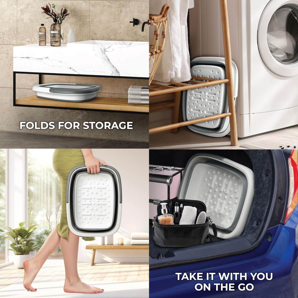 Collapsible design of Mantello Foot Bath for easy storage