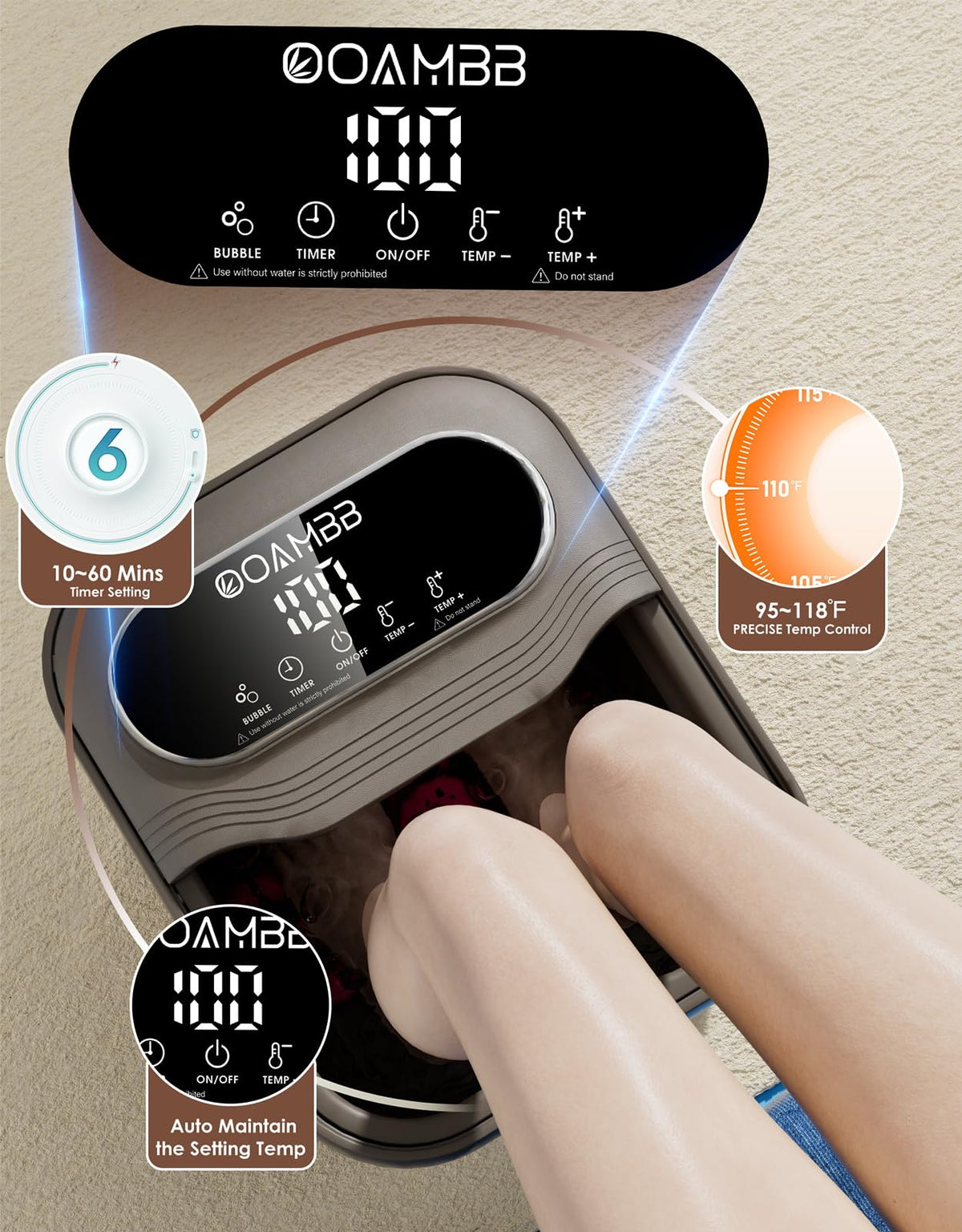 Collapsible design of OOAMBB Foot Spa for easy storage