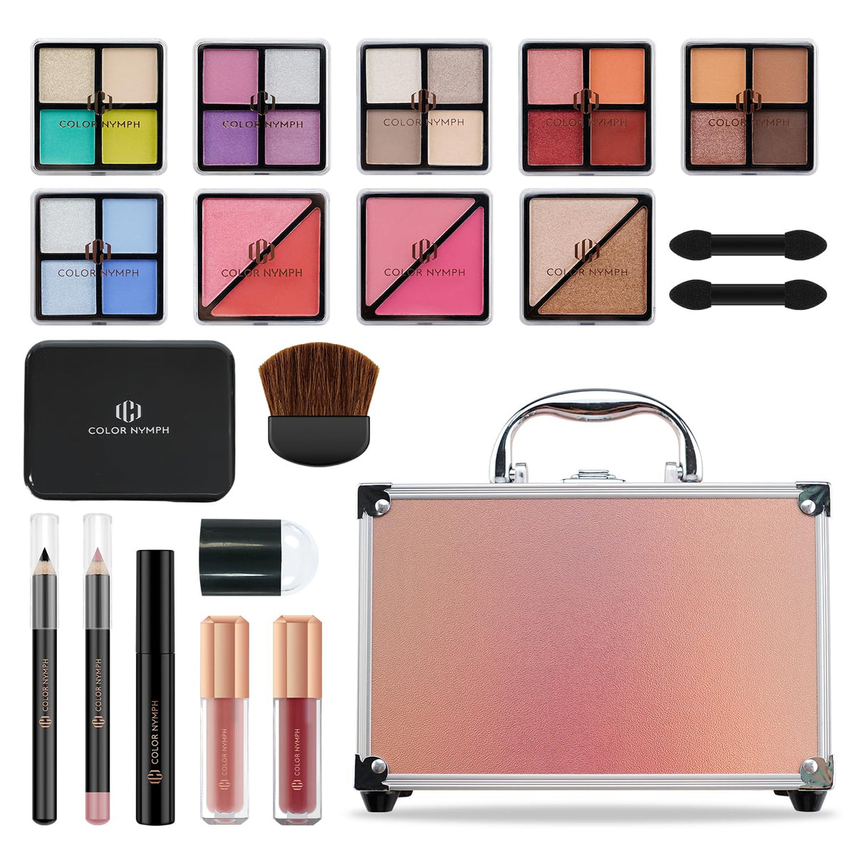 Color Nymph Beginner Makeup Kit with 24 colours and train case