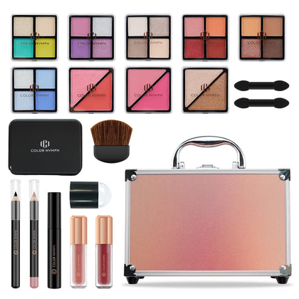Color Nymph Beginner Makeup Kit with 24 colours and train case