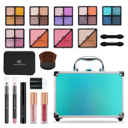 Color Nymph Girls Makeup Kit front view with mint green packaging