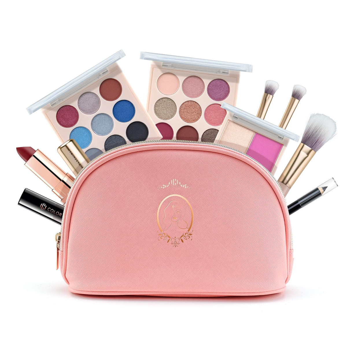 Color Nymph Makeup Kit for Teens with Pink Bag front view