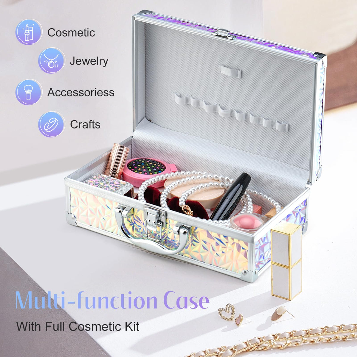 Color Nymph Makeup Kit in stylish silver train case