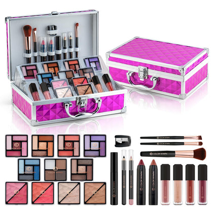 Color Nymph Makeup Kit rose pink front view with multiple makeup items
