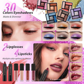 Color Nymph Makeup Kit rose pink with 30 eyeshadow colours displayed