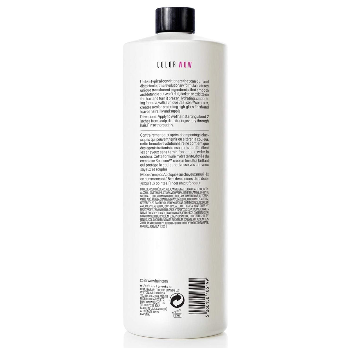 COLOR WOW Color Security Conditioner back view with ingredients