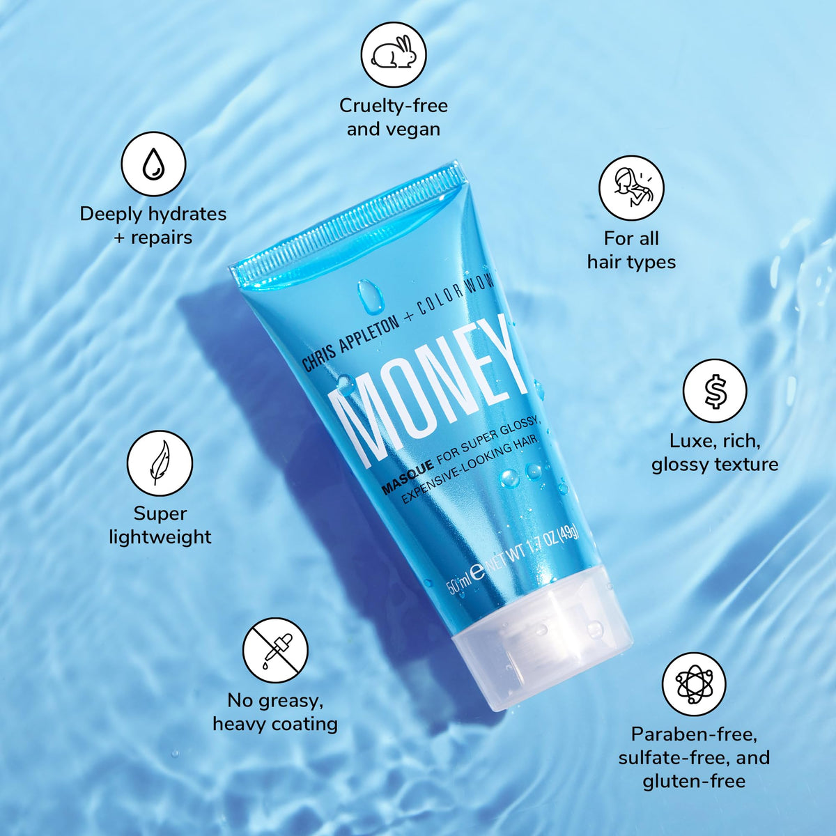 COLOR WOW Money Masque application on hair