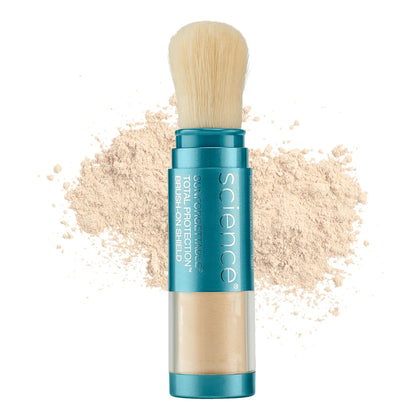 Colorescience Brush-On Sunscreen Mineral Powder front view with brush