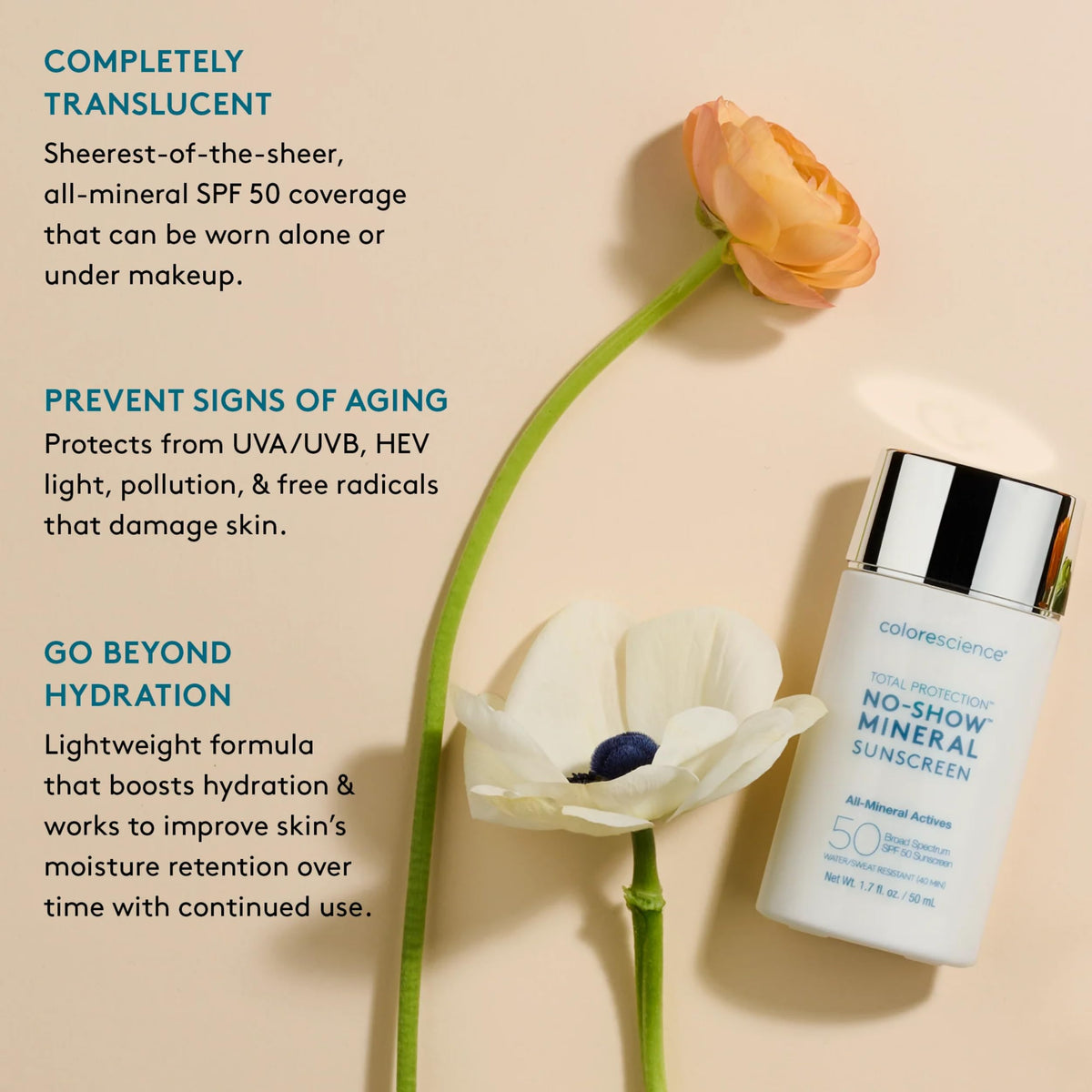 Colorescience Total Protection No-Show Mineral Sunscreen SPF 50 texture on skin