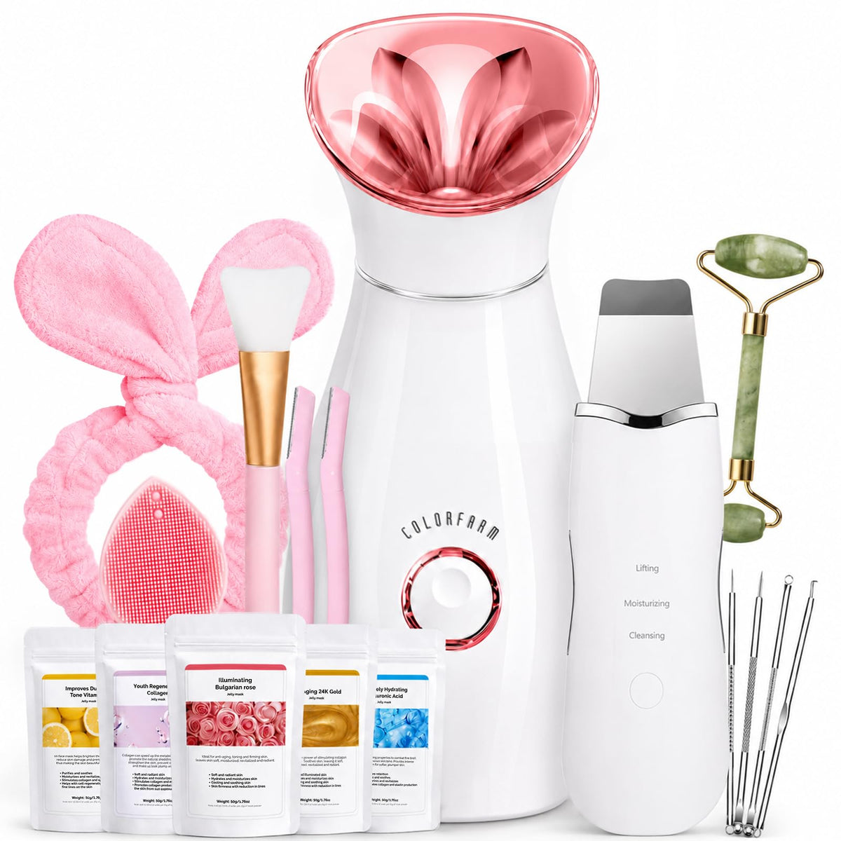 colorfarm facial steamer in rose gold with steam mist