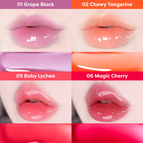 COLORGRAM Fruity Glass Gloss 06 Magic Cherry on lips