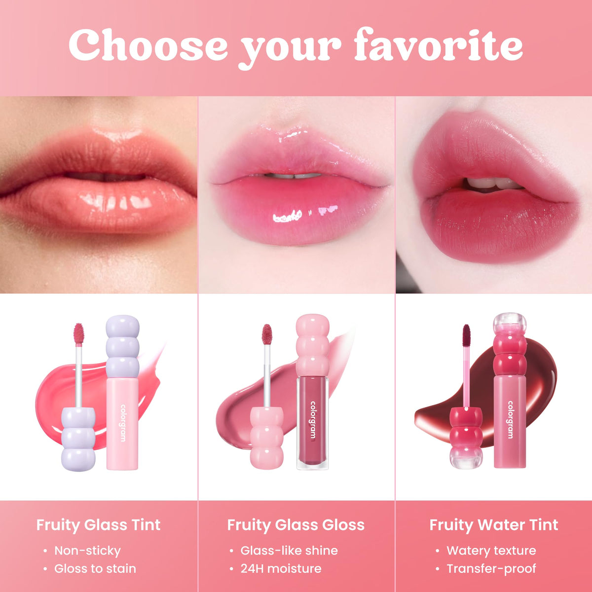 COLORGRAM Fruity Glass Tint 03 Soda Cool Peach in makeup setting