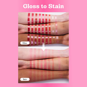 COLORGRAM Fruity Glass Tint 11 Bubbles Pink on a makeup table