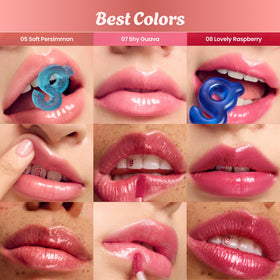 COLORGRAM Fruity Glass Tint 15 Satisfied Fig on model's lips