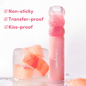 COLORGRAM Fruity Water Tint 02 Bunny Pink texture on lips
