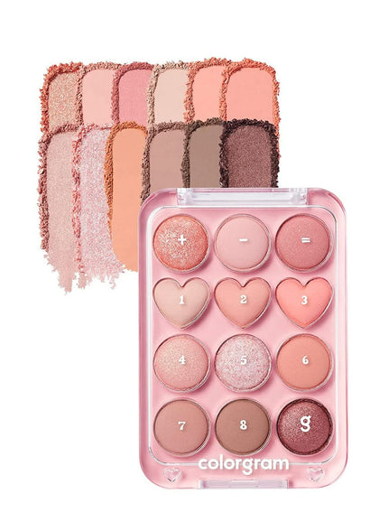 COLORGRAM Pin Point Eyeshadow Palette 01 Peach+Coral front view