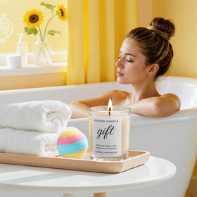 Colourful bath bomb featured in the sunflower gift basket