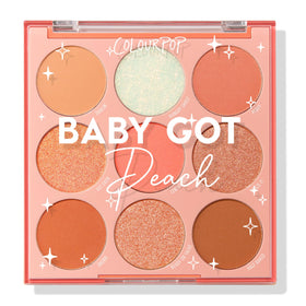 ColourPop Baby Got Peach Eyeshadow Palette front view showcasing 9 shades
