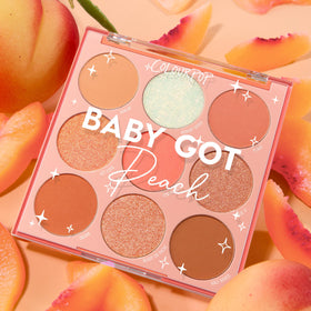 ColourPop Baby Got Peach Eyeshadow Palette with a makeup look created using it