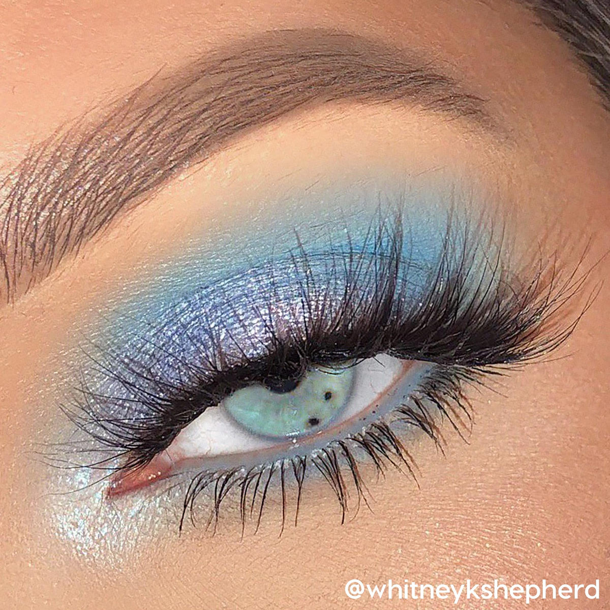 ColourPop Blue Moon Eyeshadow Palette with brushes and makeup accessories