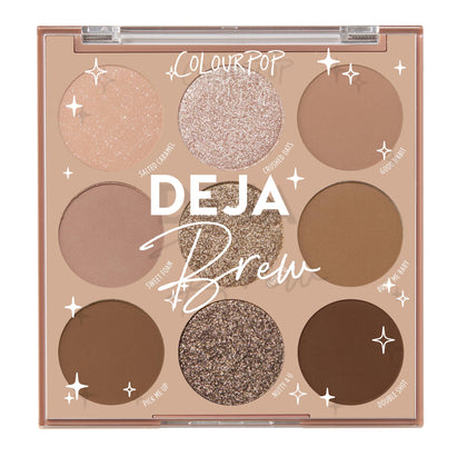 ColourPop Deja Brew Eyeshadow Palette front view with cool-toned nudes
