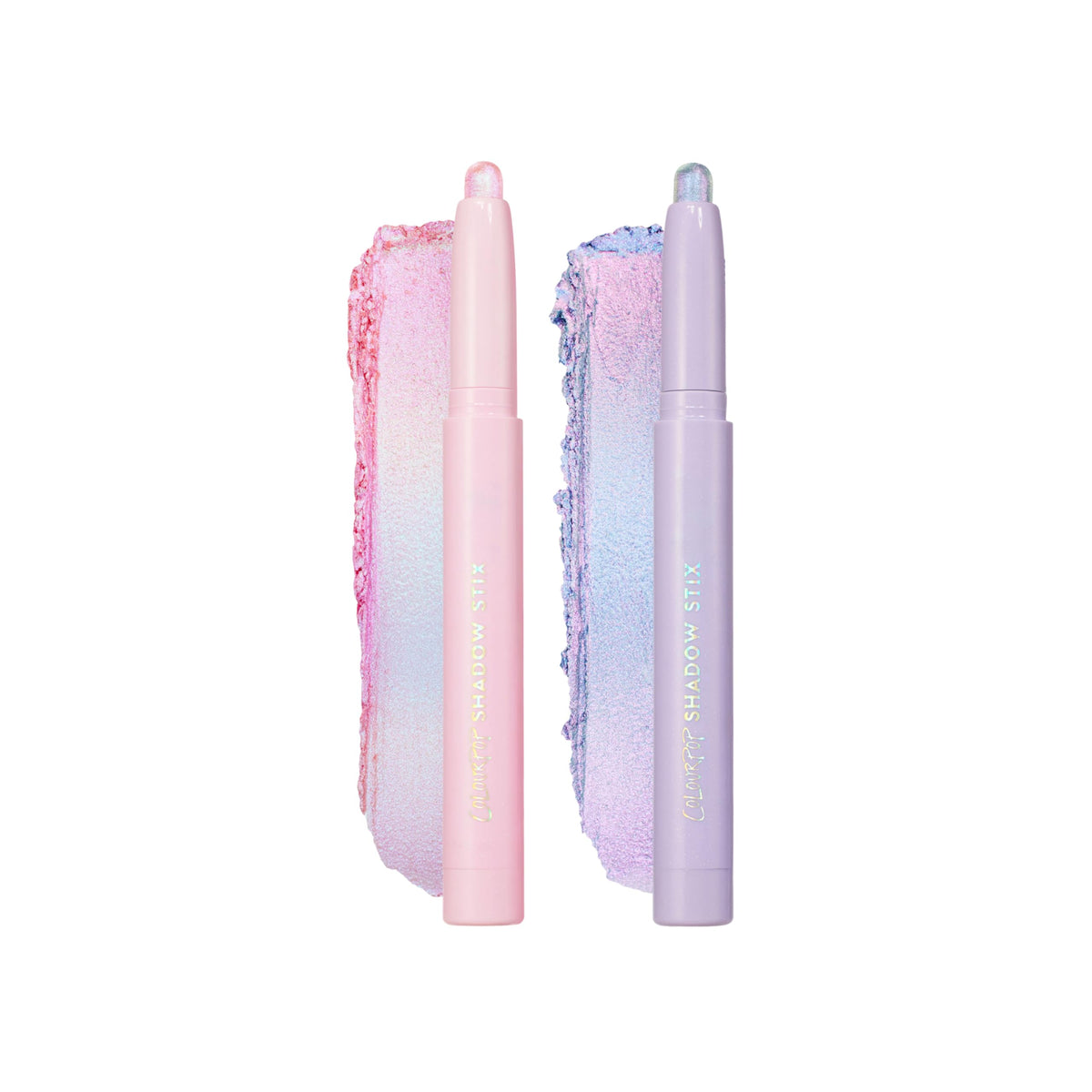 ColourPop Mesmerizing Chrome Shadow Stix Kit front view with pink and purple shades