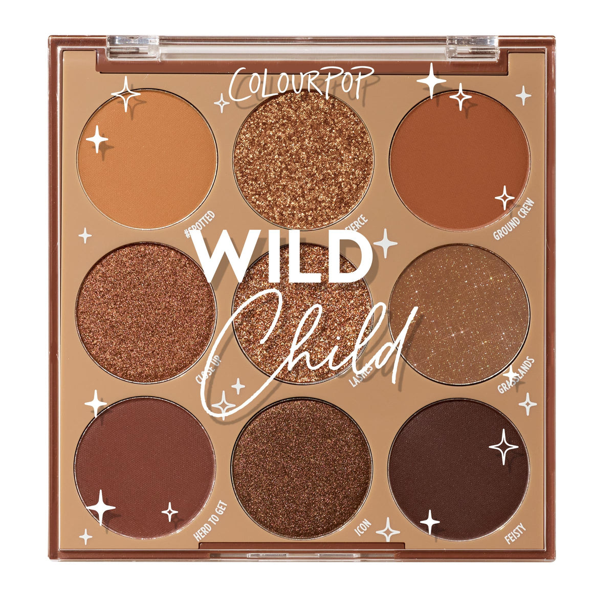 ColourPop Wild Child Eyeshadow Palette front view showcasing chocolate brown shades