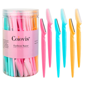 Colovis Eyebrow Razor Set front view with 66 razors in three colours