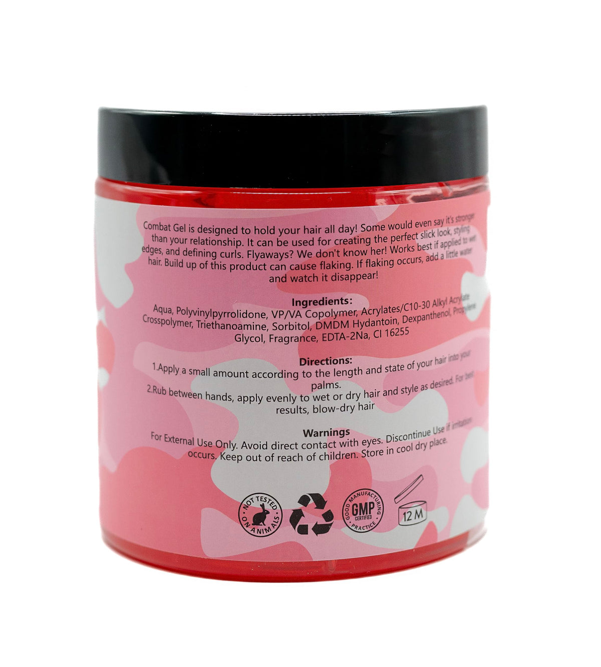 Combat Gel Extreme Hold Hair Gel 500ML Strawberry with packaging