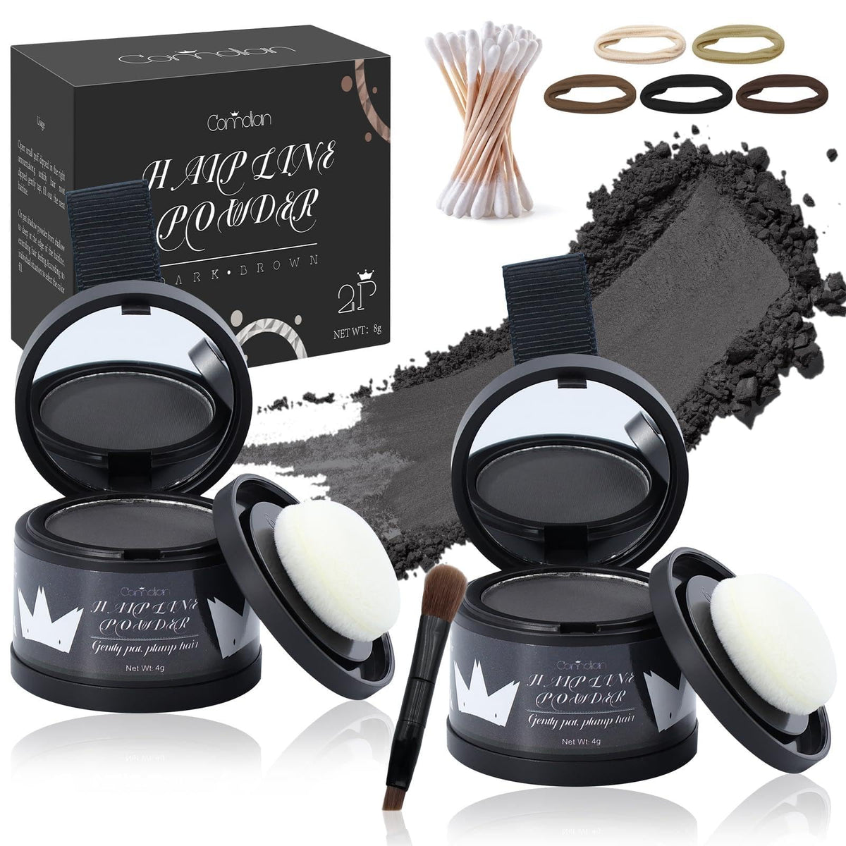 Comdian Hairline Powder 2 Pack black bottles front view