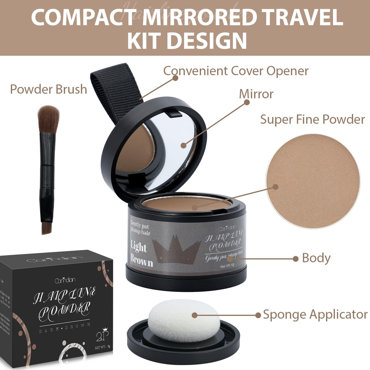 Comdian Hairline Powder in use on thinning hair