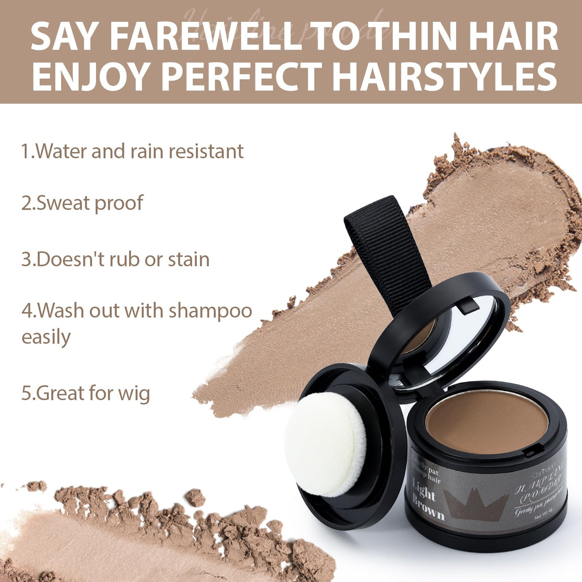 Comdian Hairline Powder Light Brown shade displayed