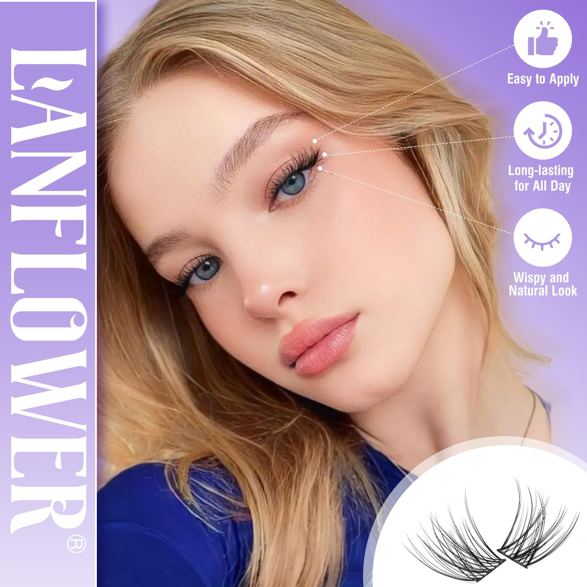 Comfortable wear of LANFLOWER lash clusters on model