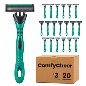 Comfycheer 20 count disposable razors front view with packaging