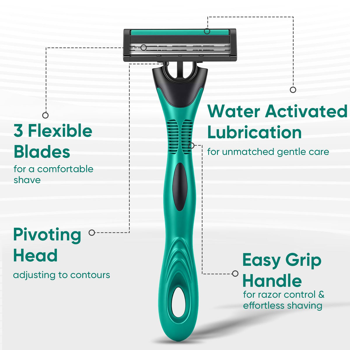 Comfycheer disposable razor with pivoting head and lubricating strip
