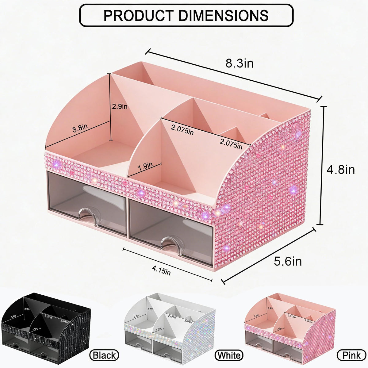COMFYROOM Bling Makeup Organizer on a vanity with cosmetics