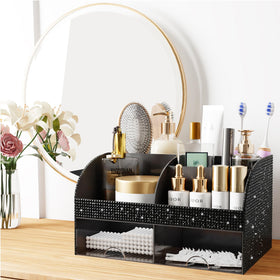 COMFYROOM Bling Makeup Organizer with skincare products displayed