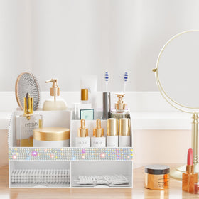 COMFYROOM Makeup Organizer Bling White lifestyle scene in bathroom