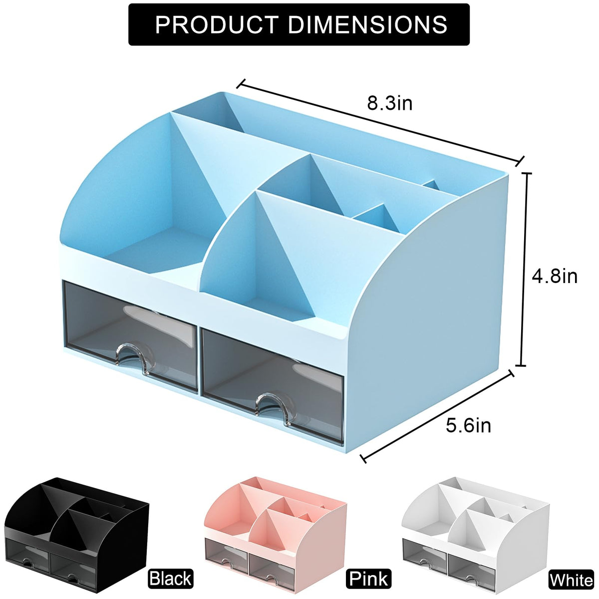 COMFYROOM Makeup Organizer blue model on a bathroom countertop