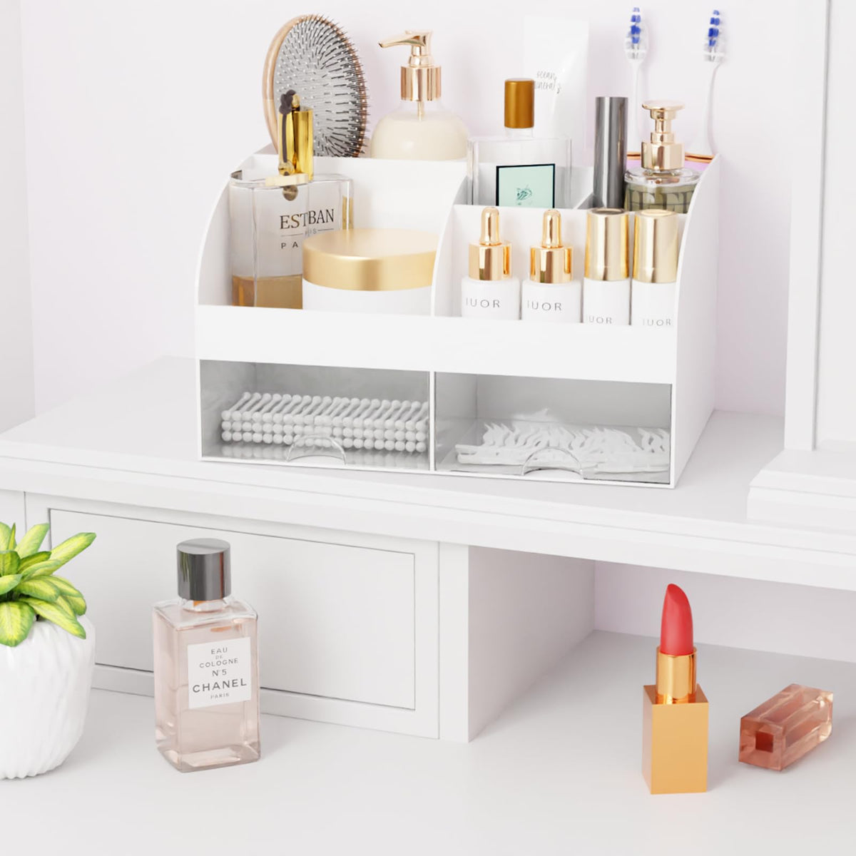 COMFYROOM Makeup Organizer in a stylish bedroom setting