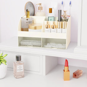 COMFYROOM Makeup Organizer Ivory on a bathroom countertop